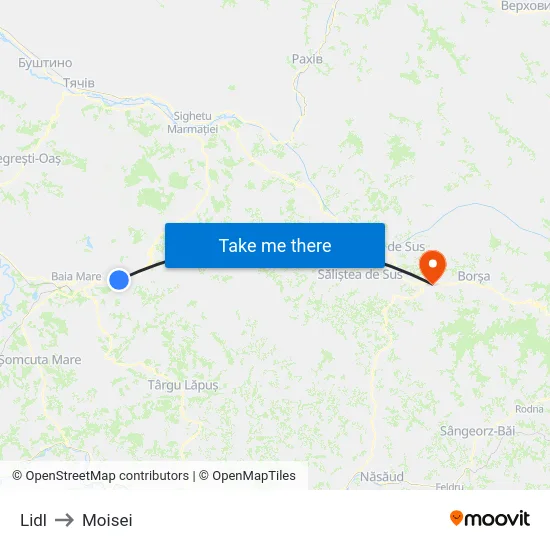 Lidl to Moisei map