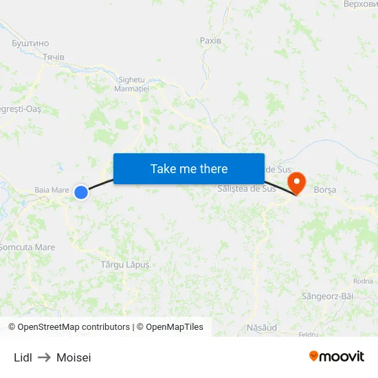 Lidl to Moisei map