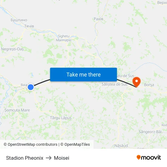 Stadion Pheonix to Moisei map