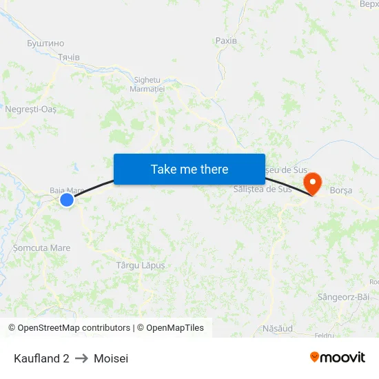 Kaufland 2 to Moisei map