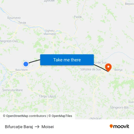 Bifurcație Baraj to Moisei map
