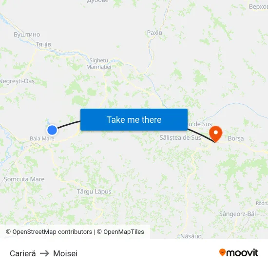 Carieră to Moisei map