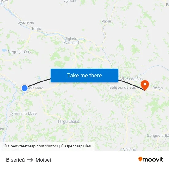 Biserică to Moisei map