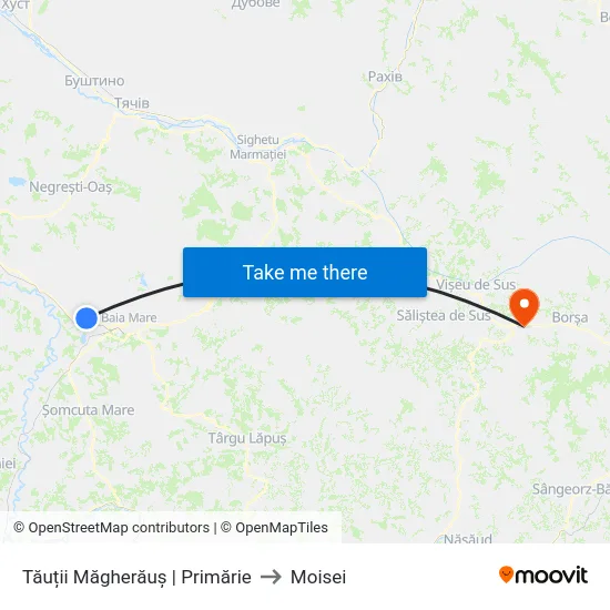 Tăuții Măgherăuș | Primărie to Moisei map