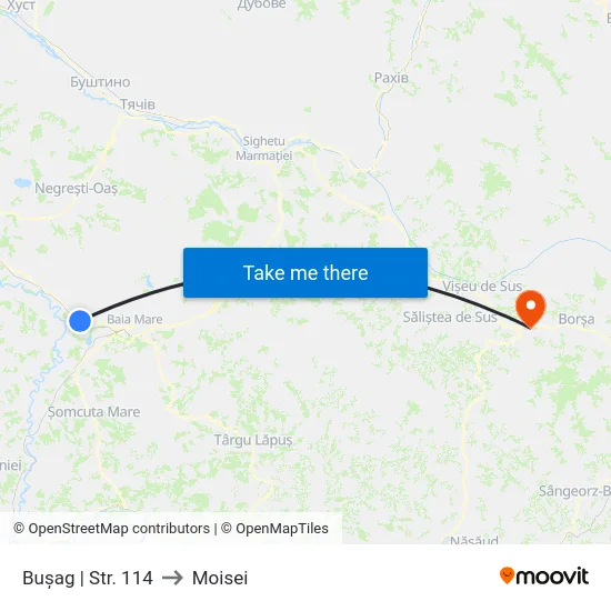 Bușag | Str. 114 to Moisei map