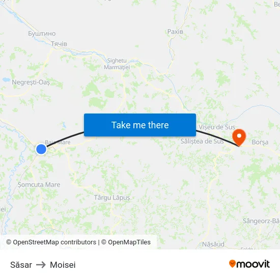 Săsar to Moisei map