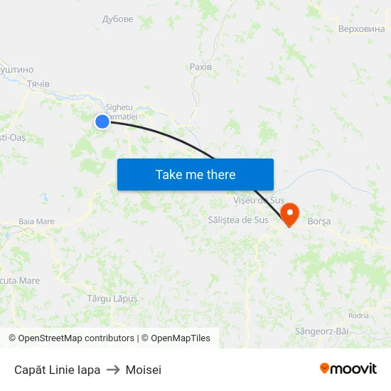 Capăt Linie Iapa to Moisei map