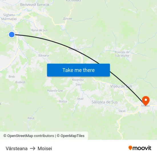 Vărsteana to Moisei map