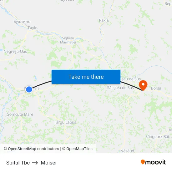 Spital Tbc to Moisei map