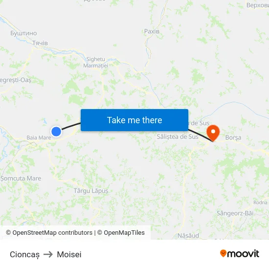 Cioncaș to Moisei map
