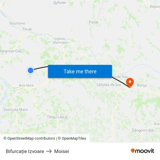 Bifurcație Izvoare to Moisei map
