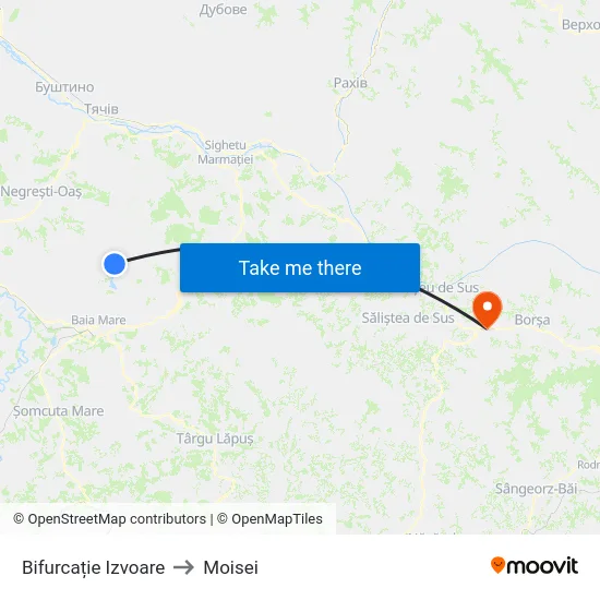 Bifurcație Izvoare to Moisei map