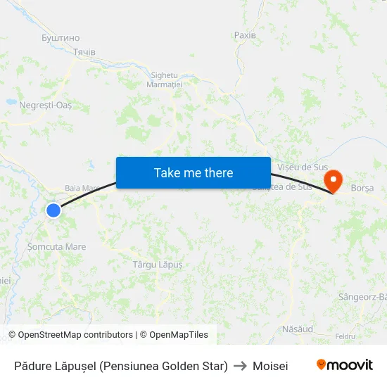 Pădure Lăpușel (Pensiunea Golden Star) to Moisei map