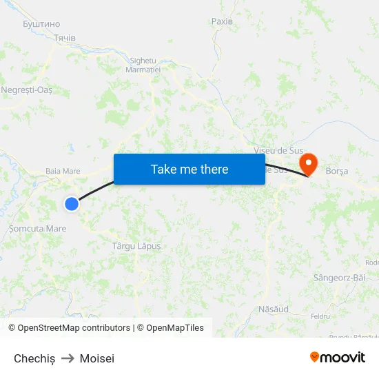 Chechiș to Moisei map