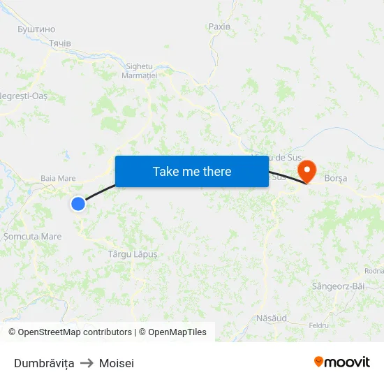 Dumbrăvița to Moisei map