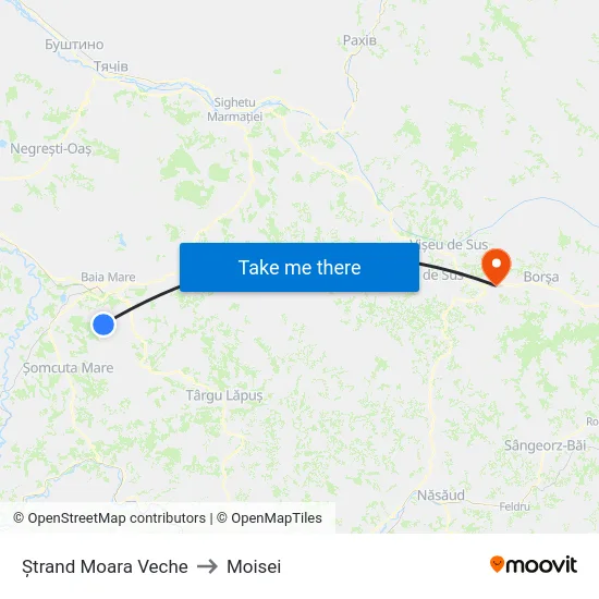 Ștrand Moara Veche to Moisei map