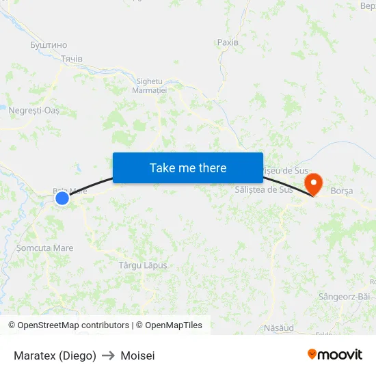Maratex (Diego) to Moisei map