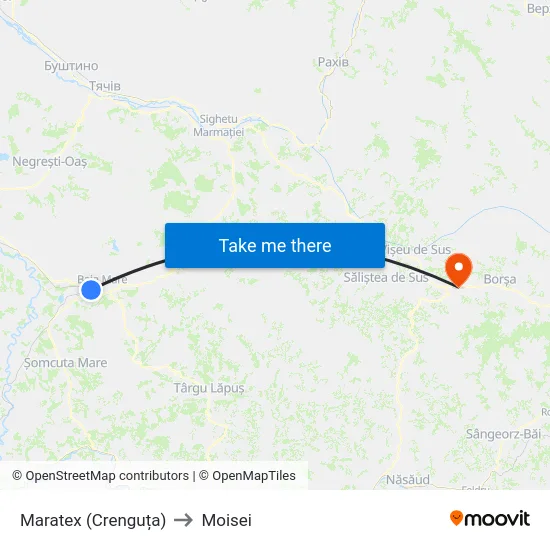 Maratex (Crenguța) to Moisei map