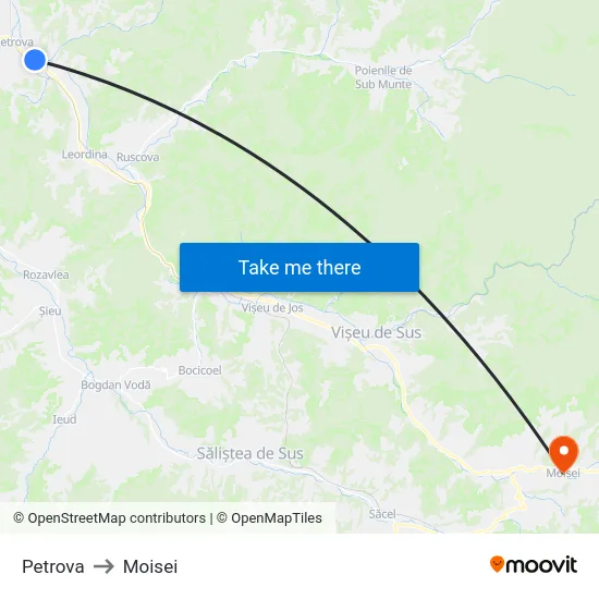 Petrova to Moisei map
