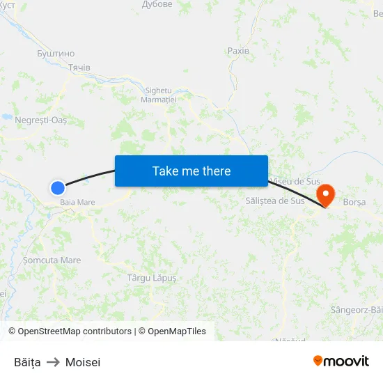 Băița to Moisei map