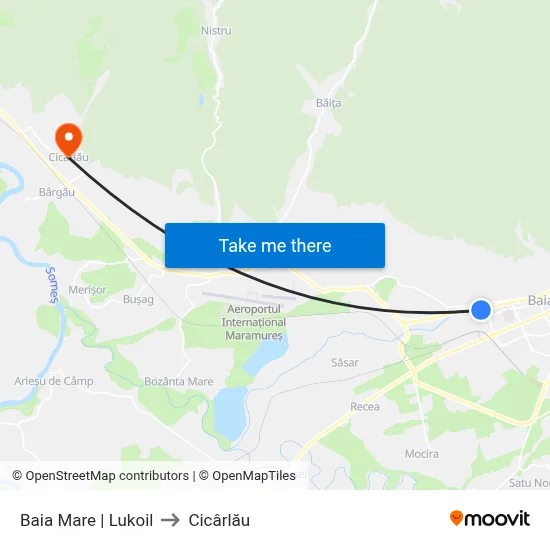 Baia Mare | Lukoil to Cicârlău map