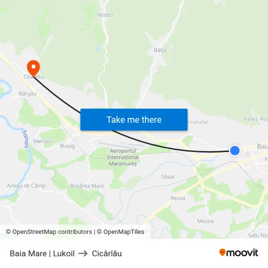 Baia Mare | Lukoil to Cicârlău map