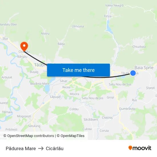 Pădurea Mare to Cicârlău map