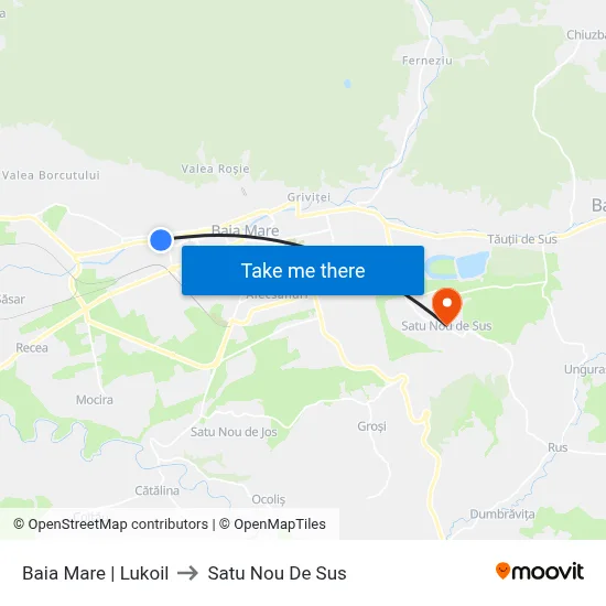 Baia Mare | Lukoil to Satu Nou De Sus map