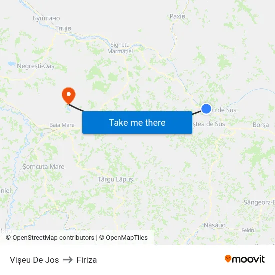 Vișeu De Jos to Firiza map