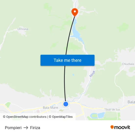 Pompieri to Firiza map