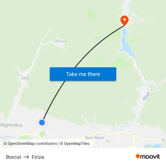 Borcut to Firiza map