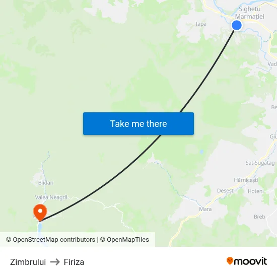 Zimbrului to Firiza map