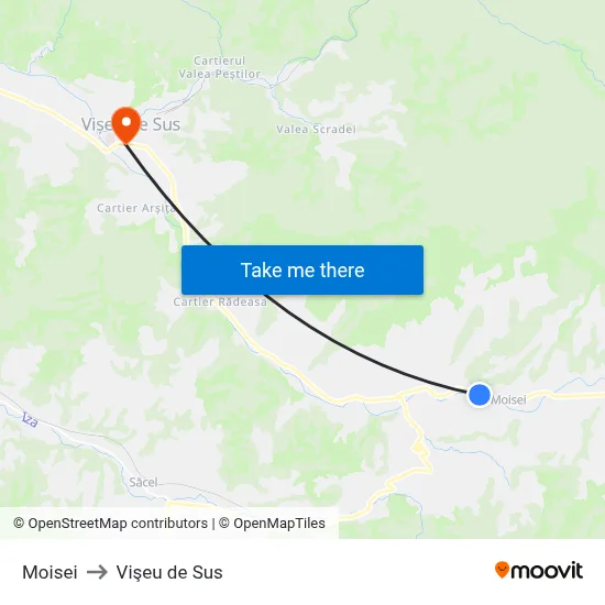 Moisei to Vişeu de Sus map