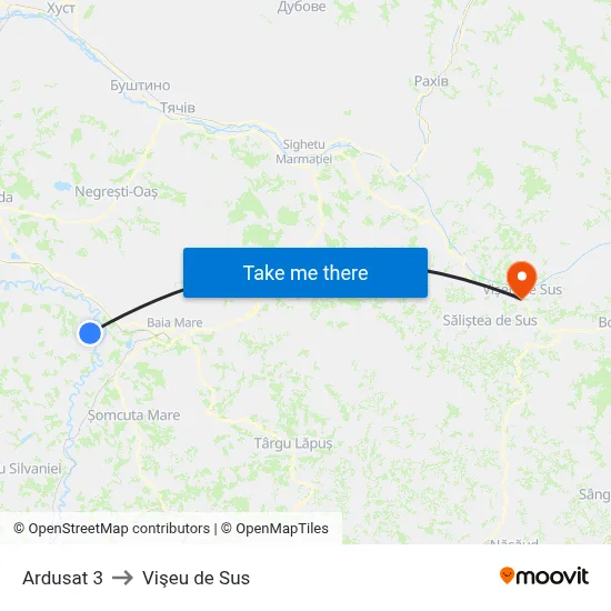 Ardusat 3 to Vişeu de Sus map