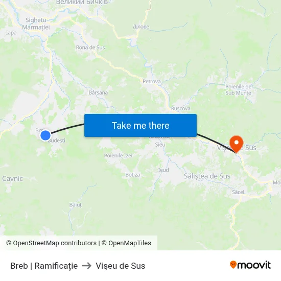 Breb | Ramificație to Vişeu de Sus map