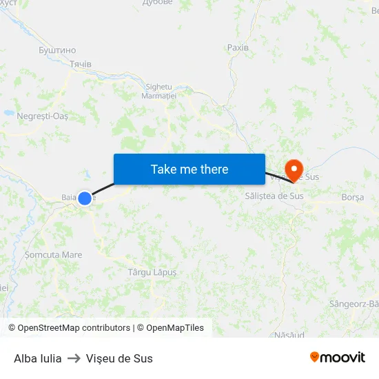 Alba Iulia to Vişeu de Sus map