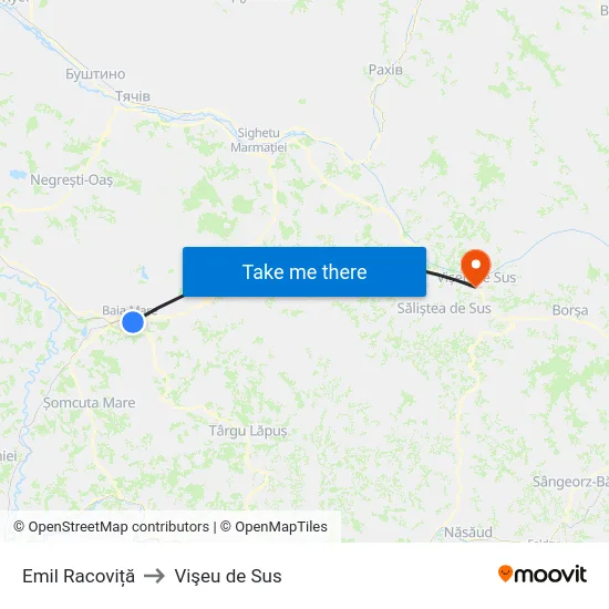 Emil Racoviță to Vişeu de Sus map