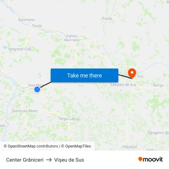 Center Grăniceri to Vişeu de Sus map