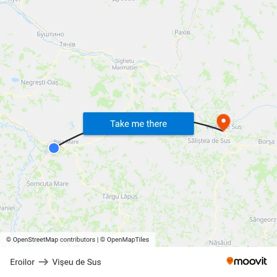 Eroilor to Vişeu de Sus map