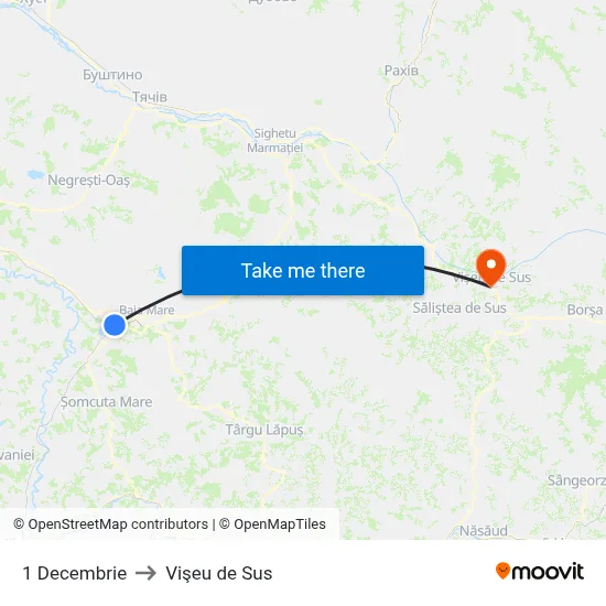 1 Decembrie to Vişeu de Sus map