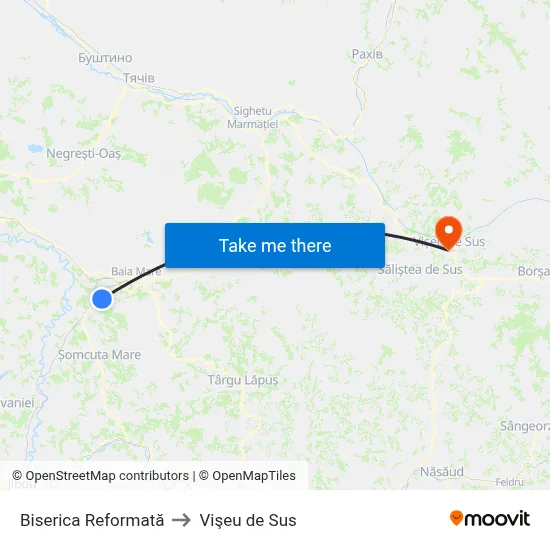 Biserica Reformată to Vişeu de Sus map
