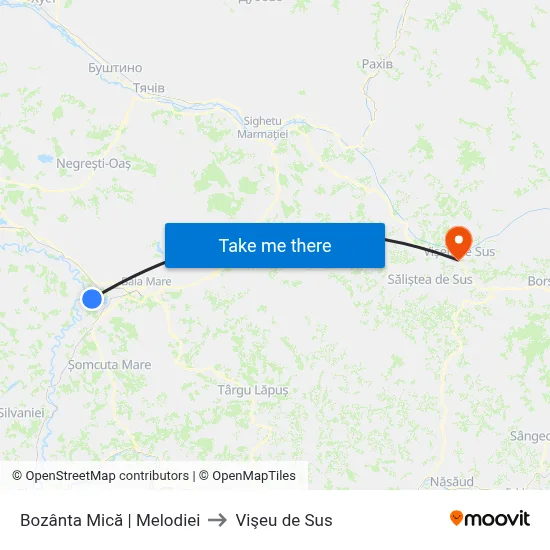 Bozânta Mică | Melodiei to Vişeu de Sus map