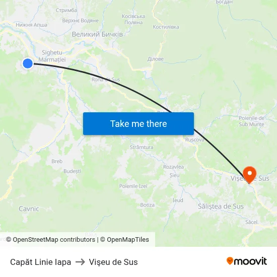 Capăt Linie Iapa to Vişeu de Sus map