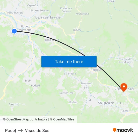 Podeț to Vişeu de Sus map