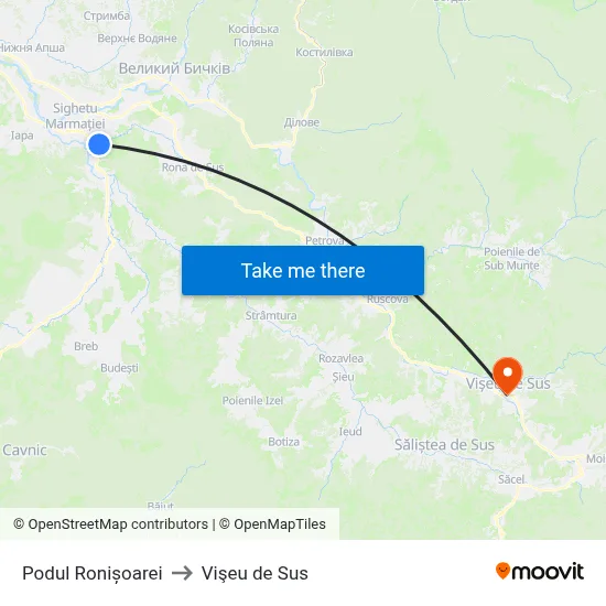 Podul Ronișoarei to Vişeu de Sus map