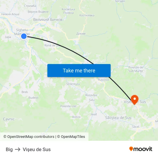 Big to Vişeu de Sus map