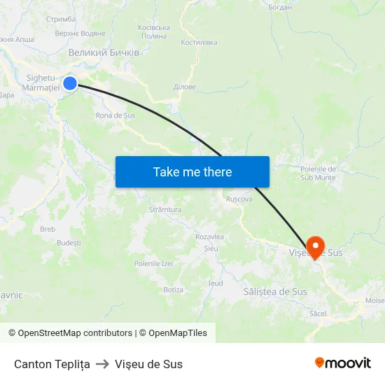 Canton Teplița to Vişeu de Sus map