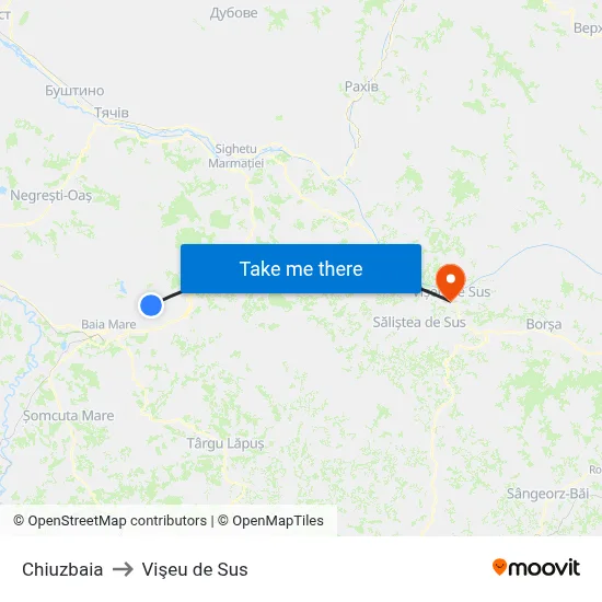 Chiuzbaia to Vişeu de Sus map