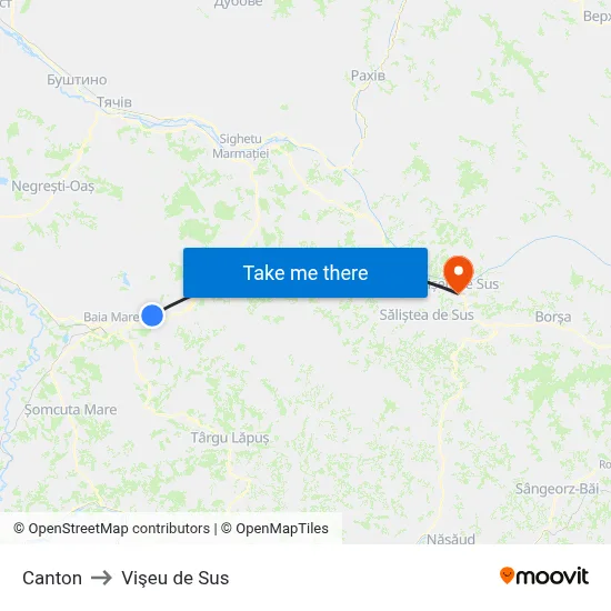 Canton to Vişeu de Sus map
