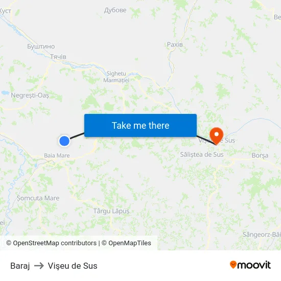 Baraj to Vişeu de Sus map